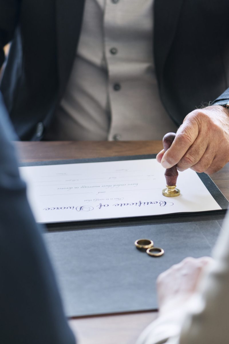 Breakup marriage couple with divorce certification